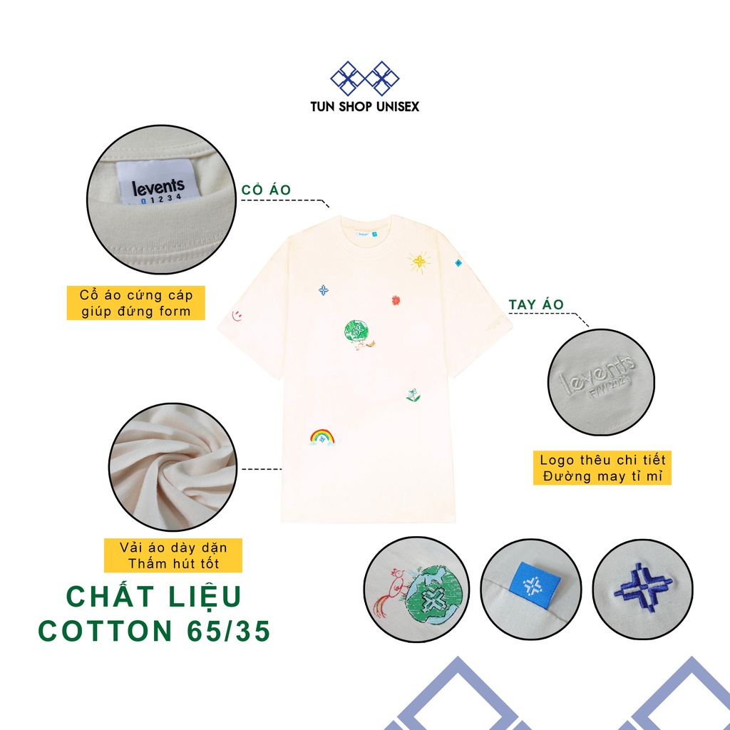 Áo Thun Levents Loveyou300k Tay Lỡ Màu Kem Levent Special Cream Form Rộng Full Tag Nam Nữ Chất Cotton TUN SHOP UNISEX
