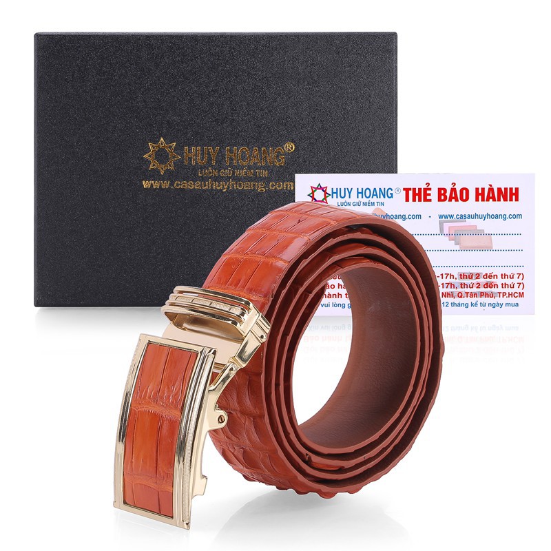 Thắt lưng nam da cá sấu gai đuôi bản lớn màu vàng HF4725