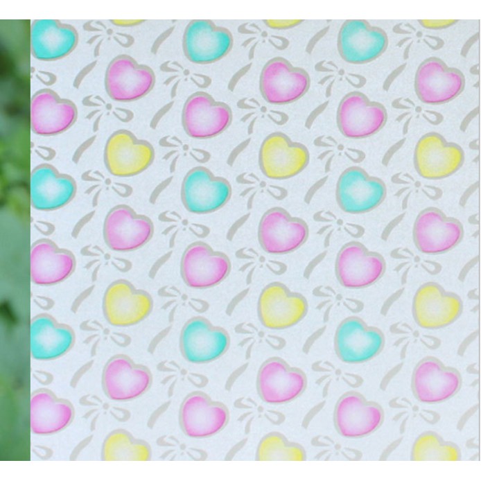 Decal giấy dán kính trái tim xinh khổ rộng 0.45m