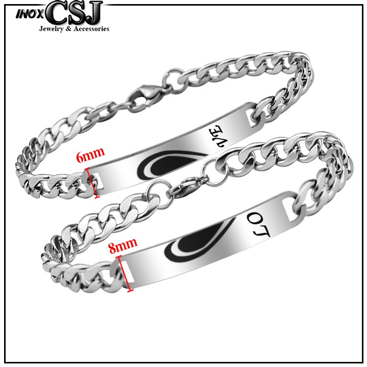 LẮC VÒNG TAY CẶP ĐÔI INOX TRÁI TIM GHÉP ĐẸP Ý NGHĨA CP007 (02 chiếc)
