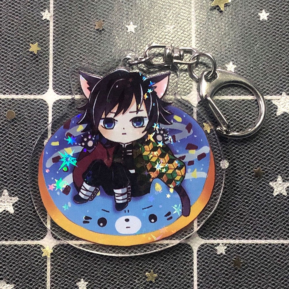 Anime Demon Slayer Kimetsu no Yaiba Keychain Brinco Blade Of Ghost Key Chains Choker Kamado Tanjirou Same Pendant Jewelry