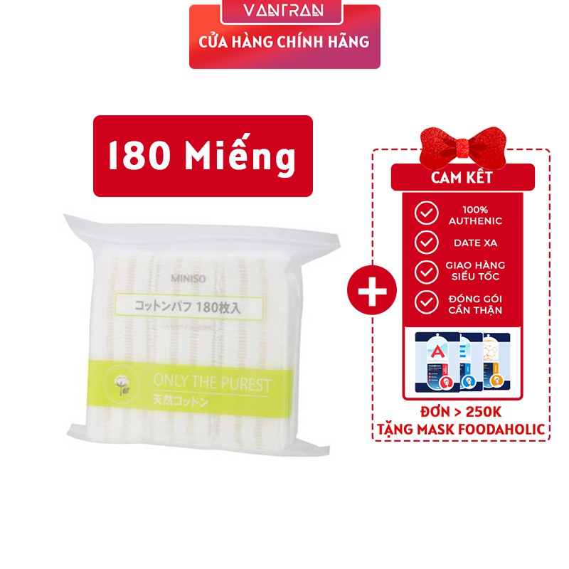 Bông Tẩy Trang Miniso Nhật Bản 180 Miếng 3 lớp