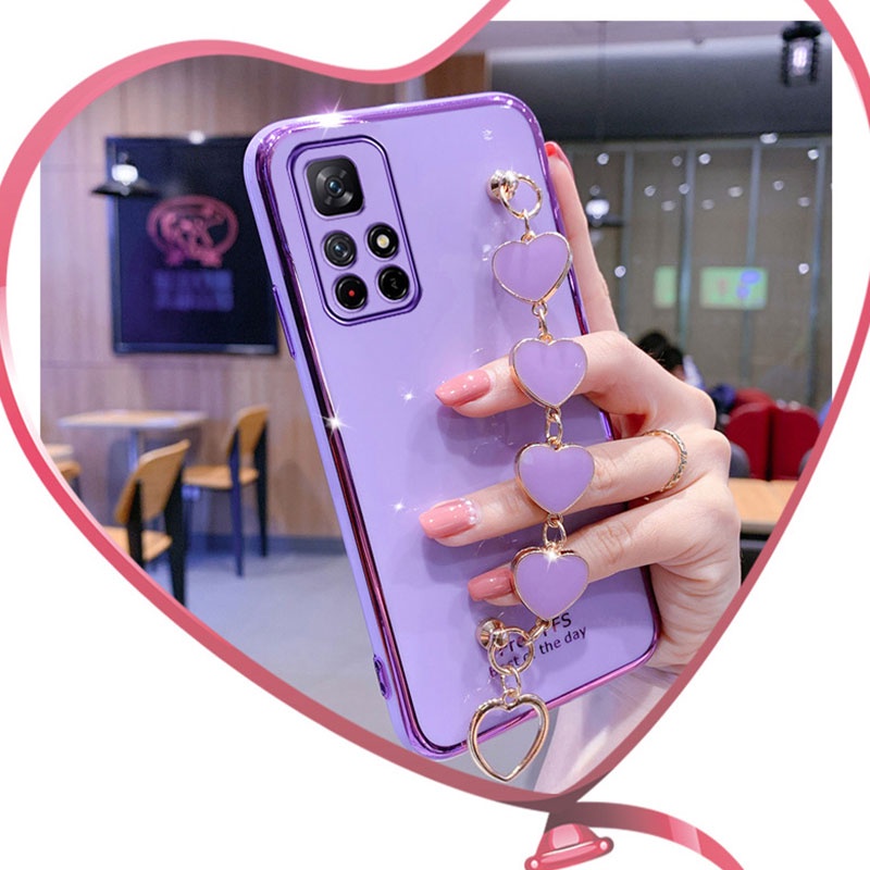 Ốp Điện Thoại Silicone Mềm Mạ Hình Trái Tim Cho Xiaomi Redmi Note 11 11S 10 10S 9 11T Pro Redmi10 X3GT