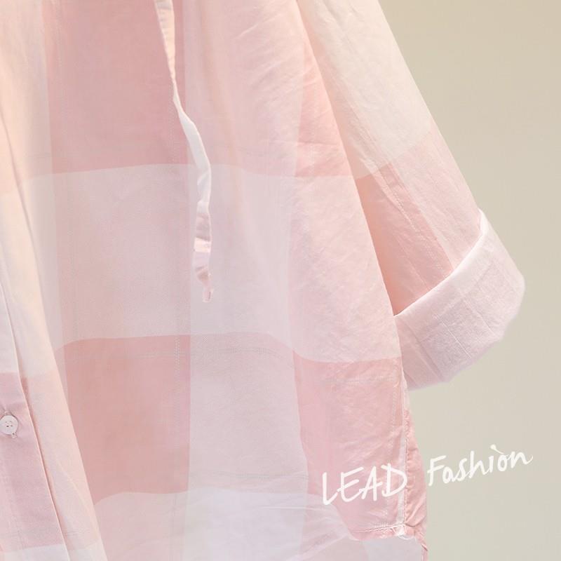 Áo Khoác Cardigan Cotton Lanh Mỏng Dáng Rộng Có Mũ Trùm Đầu Màu Hồng Sọc Ca Rô Thời Trang Mới Dành Cho Nữ 2022 áo sơ mi nữ