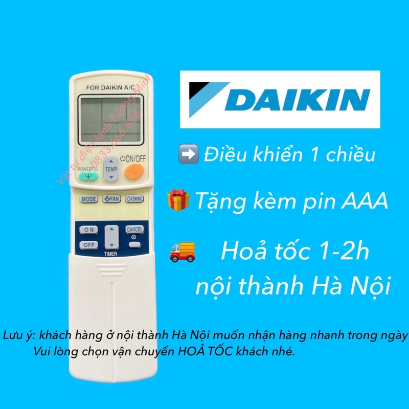 Điều khiển điều hoà DAIKIN - Remote điều khiển máy lạnh điều hoà DAIKIN (chọn đúng mẫu)