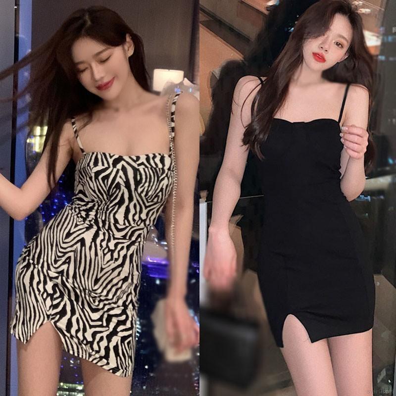 Đầm dây dáng ôm hoạ tiết ngựa vằn phong cách Hàn QuốcQuốc Váy Chân váy