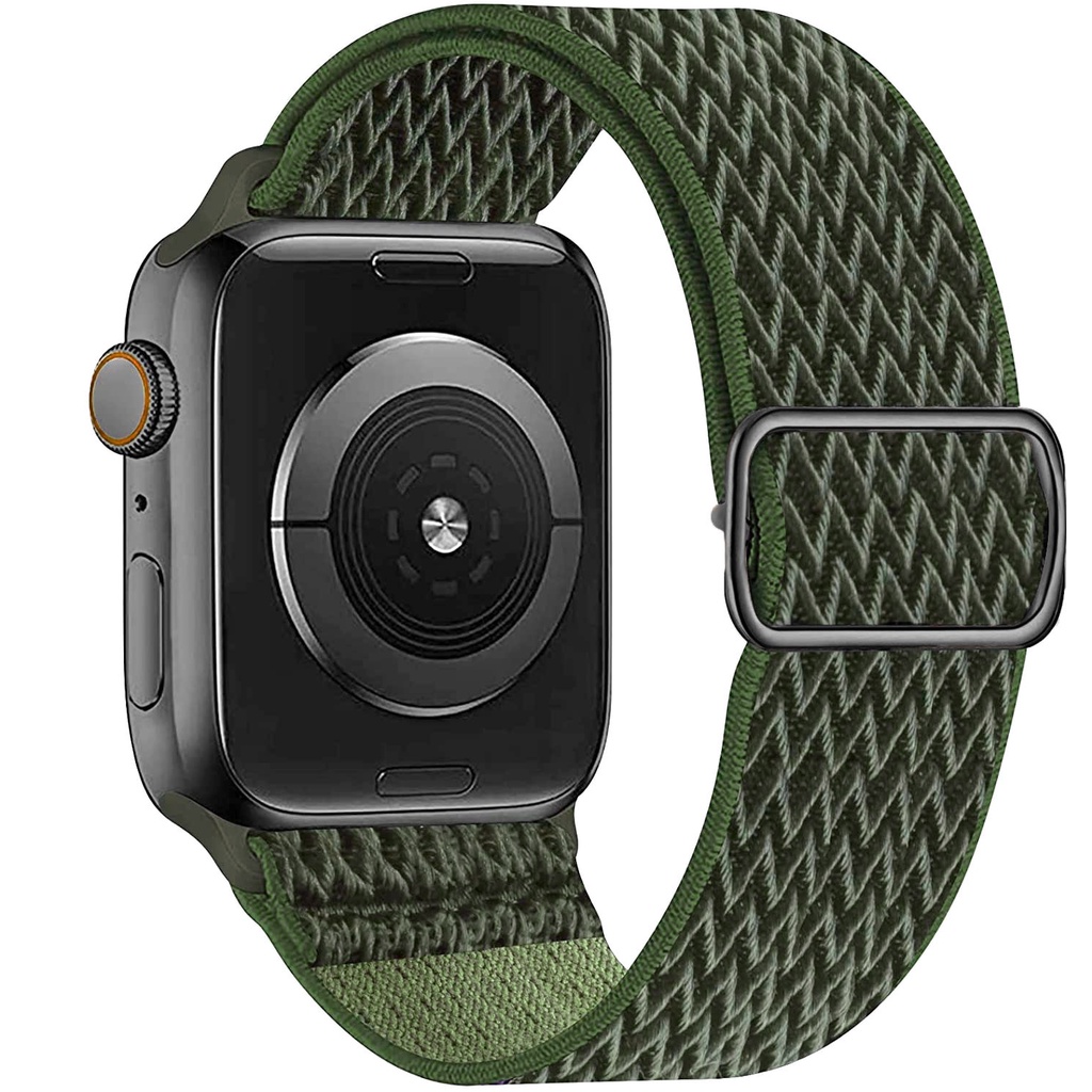 Dây đeo sợi nylon co giãn có thể điều chỉnh thích hợp cho đồng hồ thông minh Apple 44mm 40mm 38mm 42mm dòng 3 4 5 6 Se