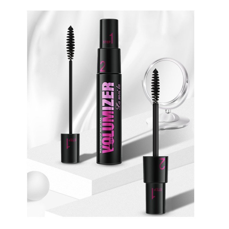 Ảnh thật 🍀Mascara 2in1 Volumizer Yaqina nội địa chính hãng lâu trôi cong mi