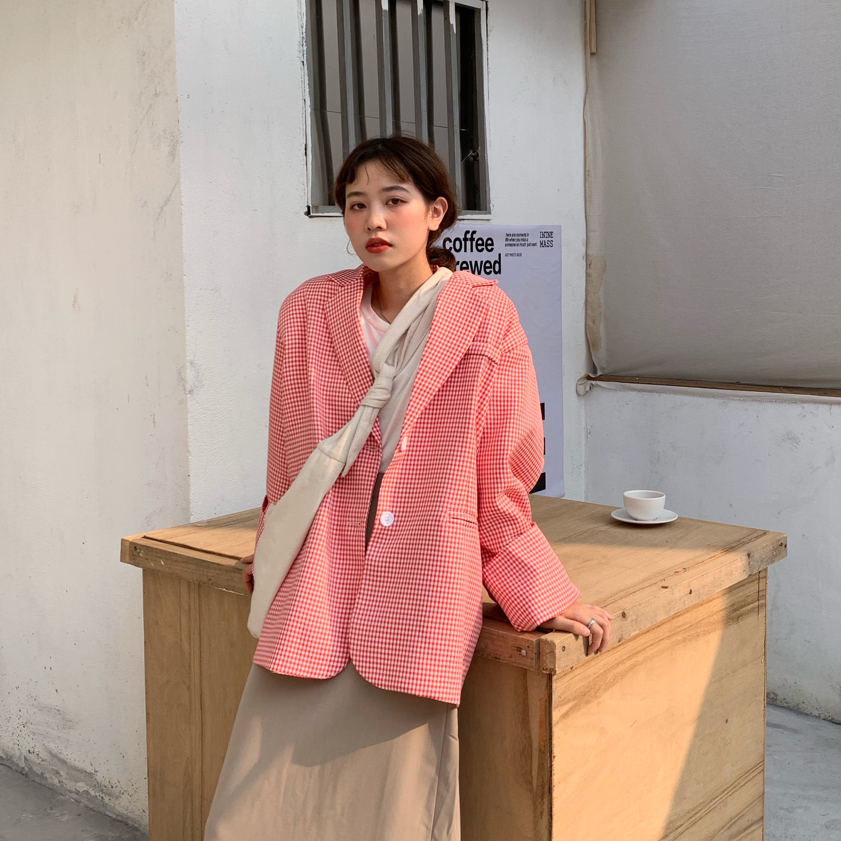 Set Áo Khoác Blazer + Chân Váy Chữ A Kẻ Sọc Ca Rô Thời Trang 40839 | BigBuy360 - bigbuy360.vn