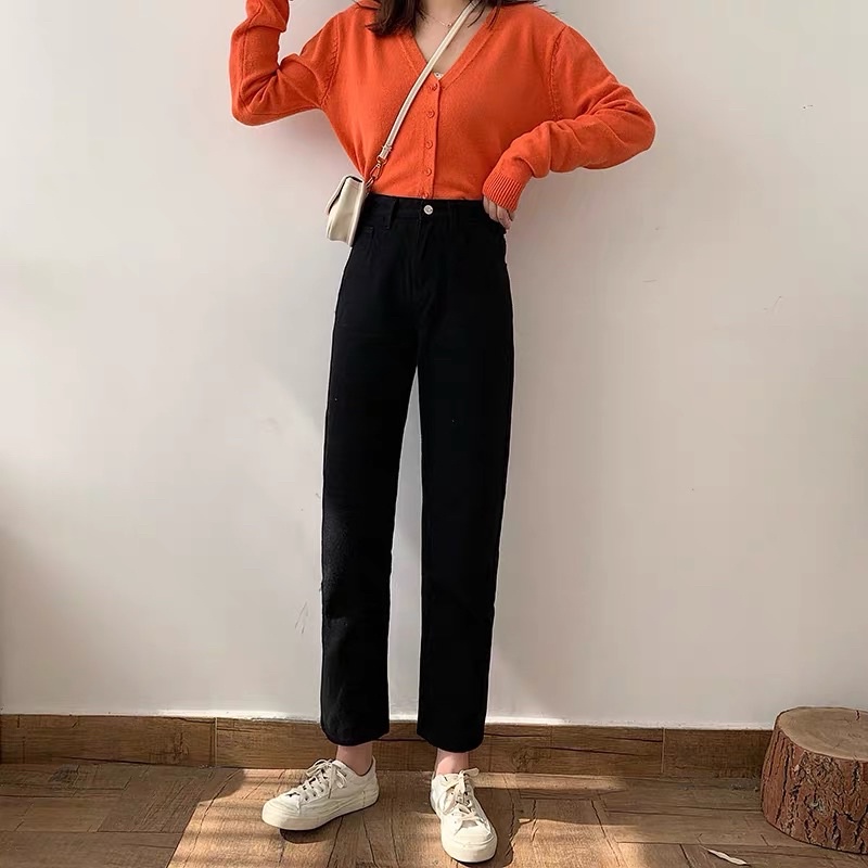 Quần Bò Nữ Cotton Denim Trơn có Bigsize lưng cao