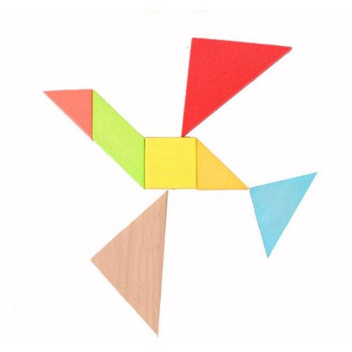 Trí Uẩn Tangram Bộ Ghép 7 Hình Bằng Gỗ Cho Bé 11.5*11.5cm - Đồ Chơi Hình Học Cho Bé