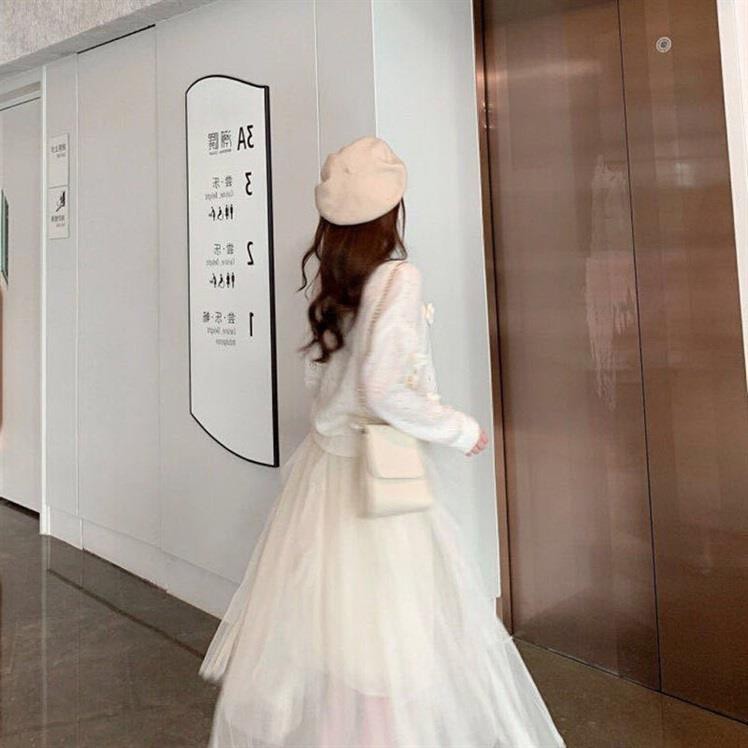 Áo Khoác Cardigan Len Dệt Kim Mỏng Dáng Rộng In Hoa Kiểu Hàn Quốc Xinh Xắn Cho Nữ