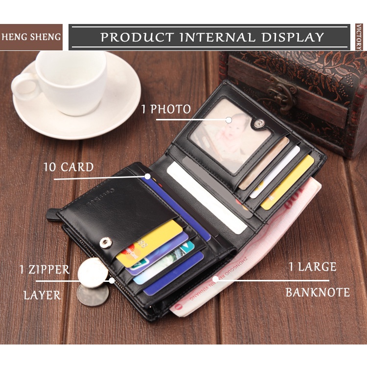 Ví nam RFID ngắn bằng da pu kiểu Âu Mỹ phong cách retro