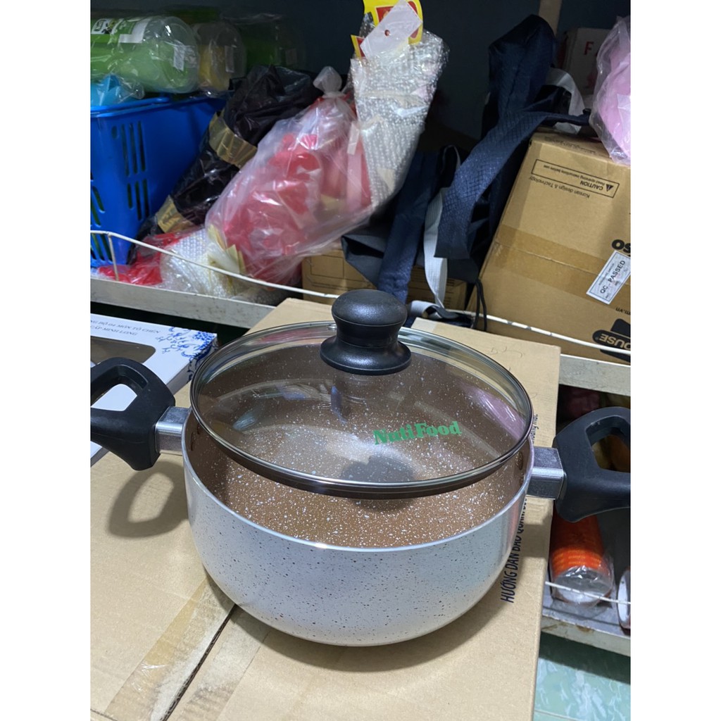 NỒI GIÁ RẺ - NỒI VÂN ĐÁ CHỐNG DÍNH GREENCOOK 20cm - Hàng Khuyến Mãi NUTIFOOD