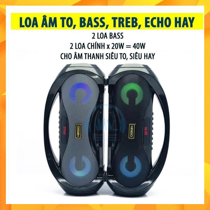 Loa karaoke bluetooth xách tay, loa karaoke Kimiso tặng kèm mic hát, dung lượng pin khủng