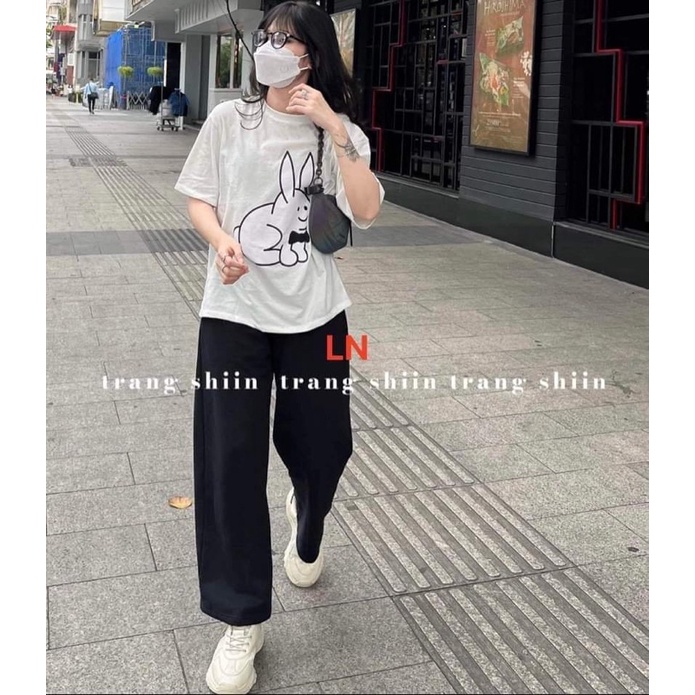 Sét áo phông thỏ + quần ống rộng dài HARI