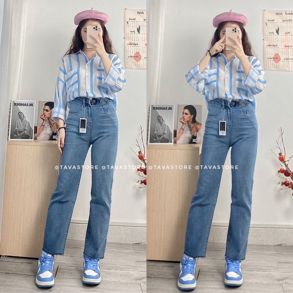 Áo sơmi sọc to 2 túi
