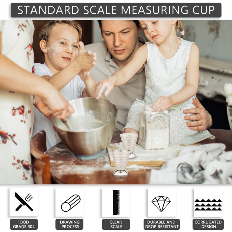 Stainless Steel Measuring Cup 3 Scales (2.5 Oz, 75 Ml, 5 Tbsp)
