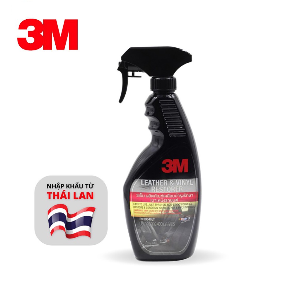 Chai Xịt Dưỡng Bóng và Bảo Vệ Nội Thất Ô Tô 3M Leather &amp; Vinyl Cleaner/Restorer 39040LT 400ml - Nhập khẩu 3M TL