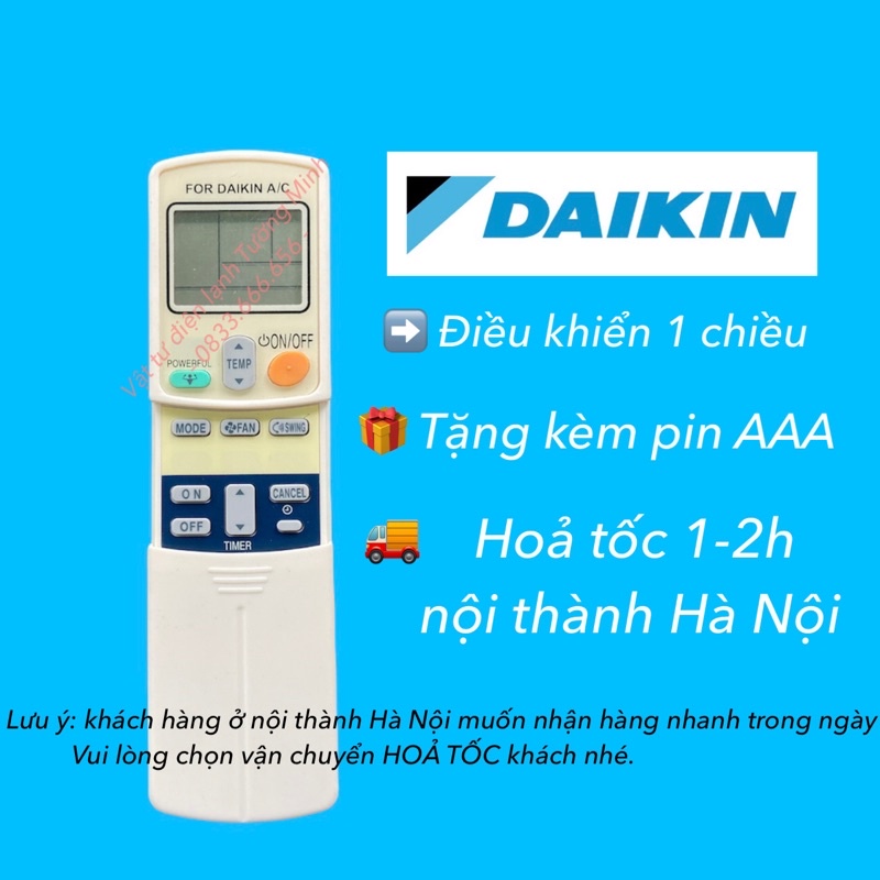 Điều khiển ( Remote ) điều hoà máy lạnh DAIKIN loại tốt phím bấm nhạy ( mẫu 2 )