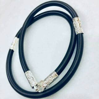 Dây chuyền cao su bọc bạc 4 đốt cho nam