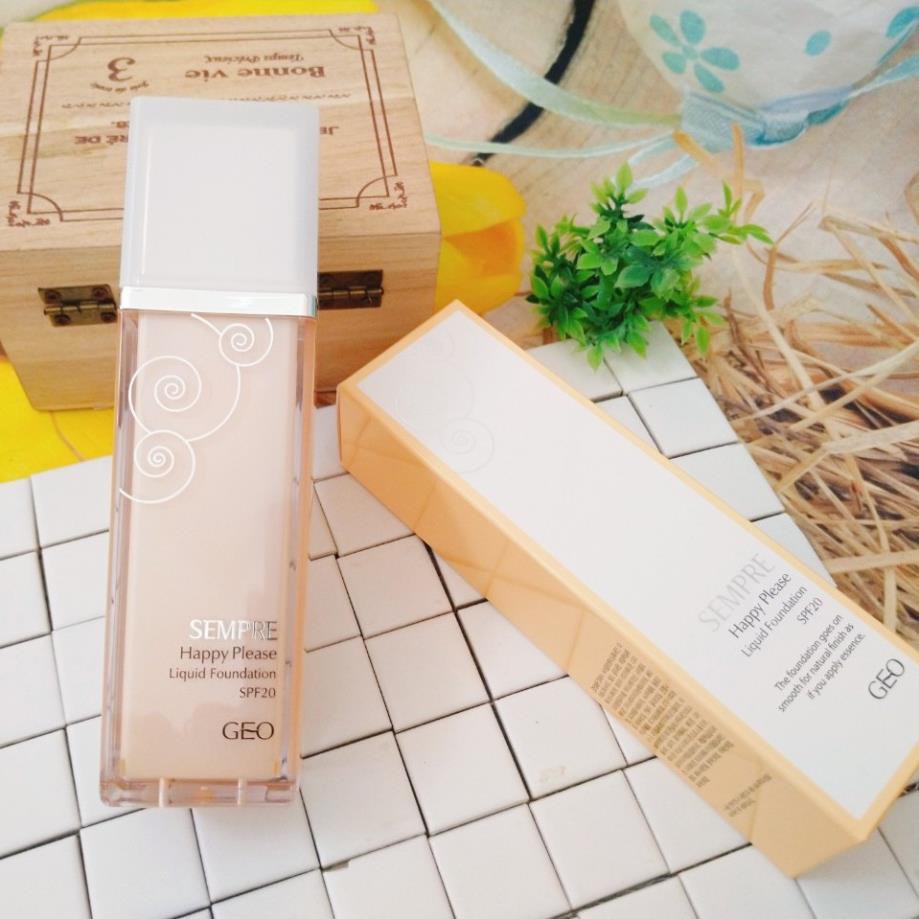 [ TẶNG MÚT TÁN KEM NỀN] Kem Nền Geo Sempre Happy & Please Liquid Foundation nâng tone trắng mịn da | BigBuy360 - bigbuy360.vn
