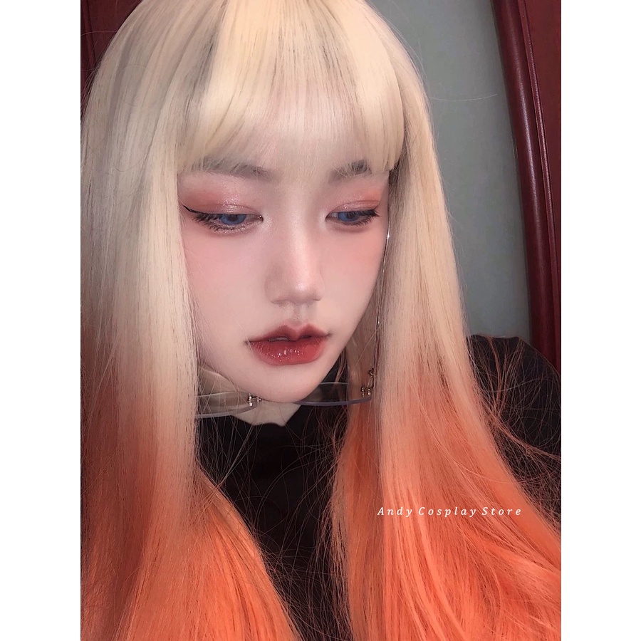 Wig teen/ tóc giả vàng cam Setting Sun Alice Garden