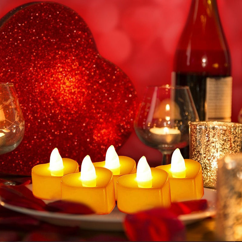 Mini Colorful Valentine's Day Wedding Electronic LED Candle Heart Shape Lantern Safety Simulation Smokeless Night Fairy Light Led Lighting
