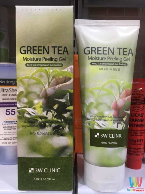 Gel tẩy tế bào chết trà xanh 3W Clinic Green Tea Moisture Peeling Gel