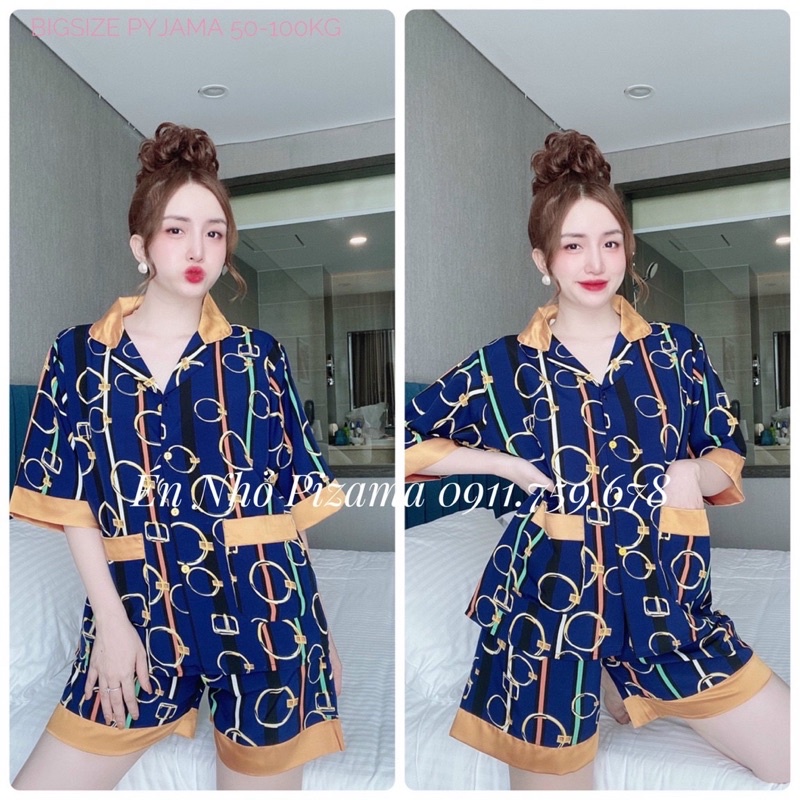 Set Đùi ngắn Size Đại 2 Túi Lụa cao Cấp 50-110kg Én Nhỏ Pijama