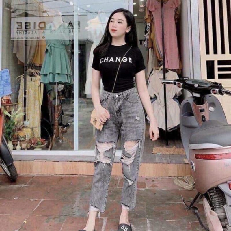 quần bò dách nữ