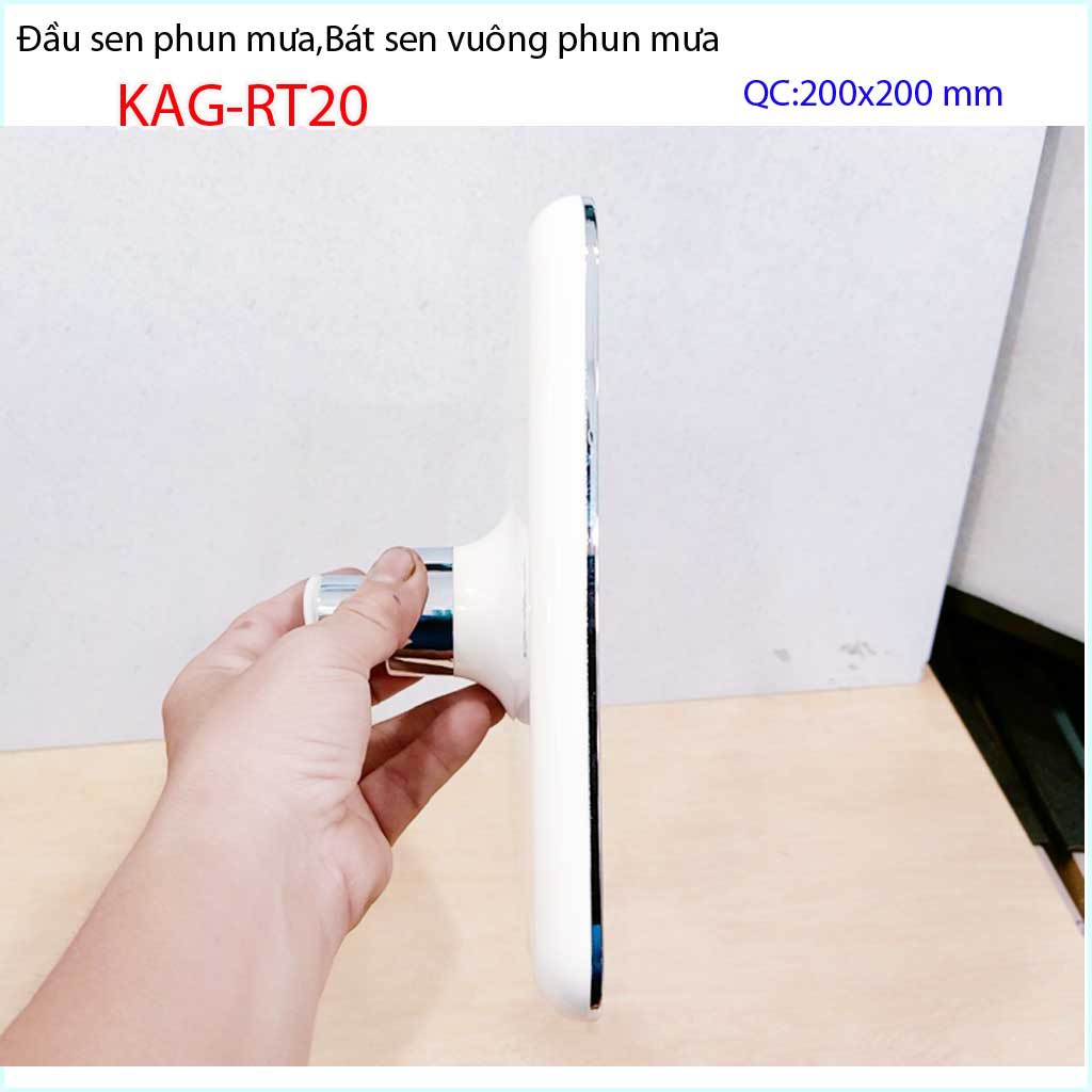 Bát sen tắm đứng vuông 20x20 cm KAG-RT20, đầu sen phun mưa tia nước đều thiết kế mới thời trang sang trọng tuyệt đẹp