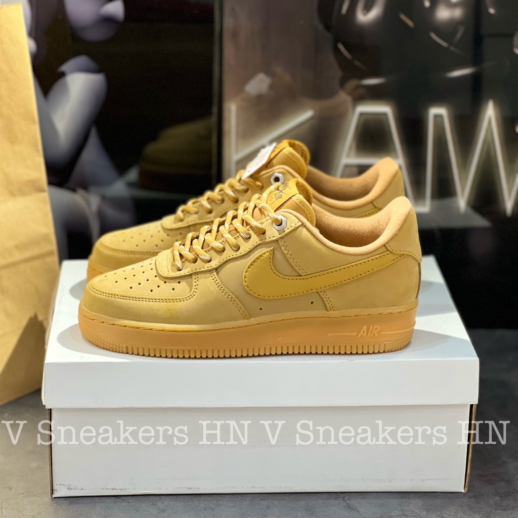 Giày AF1 Màu Vàng Da Bò Giày Air_Force 1 Low Flax Wheat Giày Thể Thao Af1 Vàng Bò