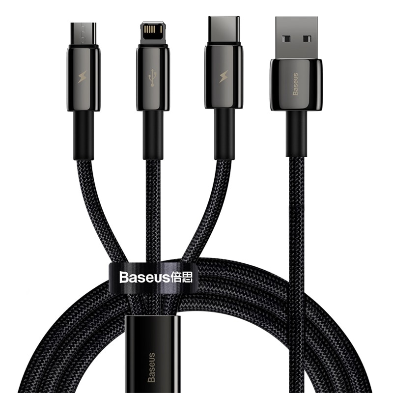 Cáp Dữ Liệu Baseus USB Type C Micro USB 1.5M Thiết Kế 3 trong 1 Cho iPhone 12 Pro Max Android Samsung