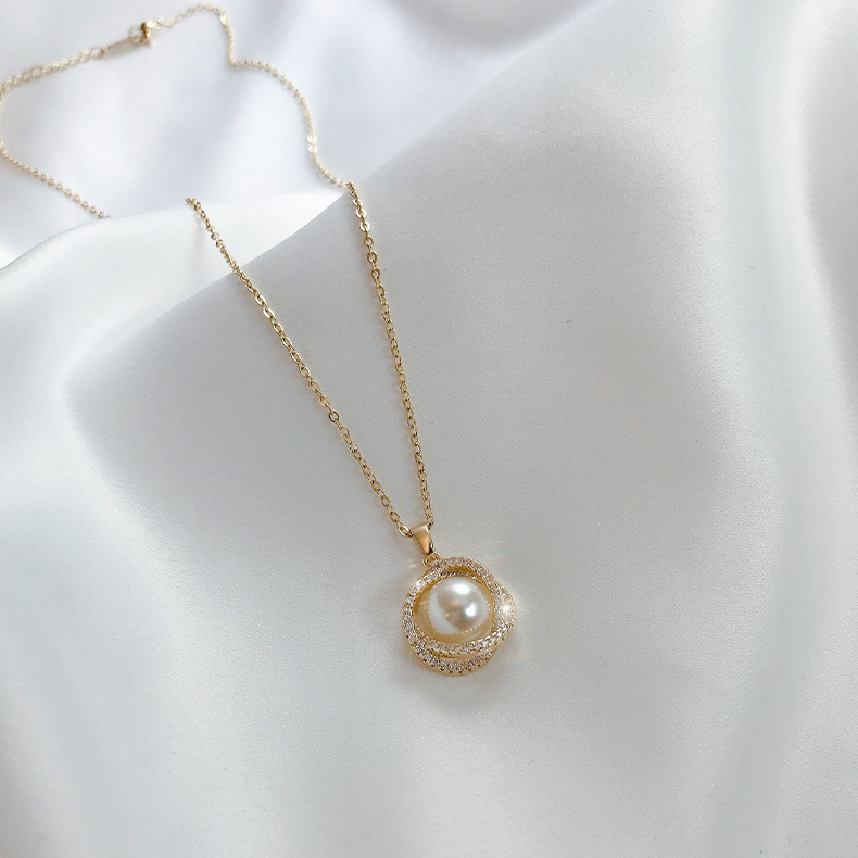 Mới Vòng cổ Mạ Vàng 18K Đính Ngọc Trai Sang Trọng