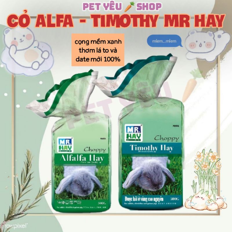 Cỏ alfa - cỏ timothy ❤FREESHIP❤ Date mới❤ thức ăn thỏ bọ chinchilla chuột lang