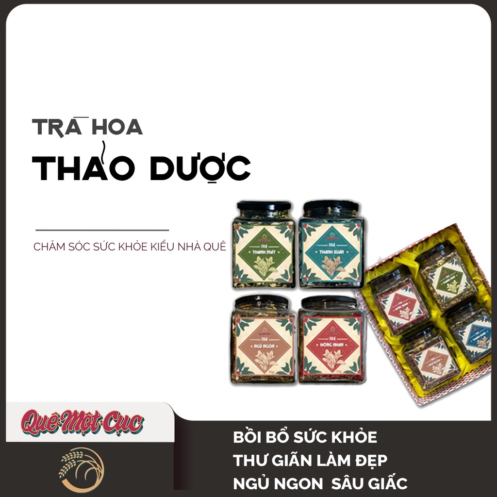 Trà hoa thảo mộc, hoa cúc, hồng, nhài, đậu biếc sấy khô thanh nhiệt, giảm cân, ngủ ngon QUÊ MỘT CỤC 50g (handmade))