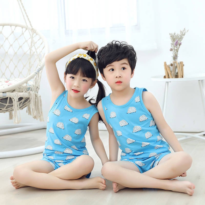 Bộ Áo Thun Sát Nách Phối Quần Short Vải Cotton Thời Trang Mùa Hè Cho Bé 111 Tuổi