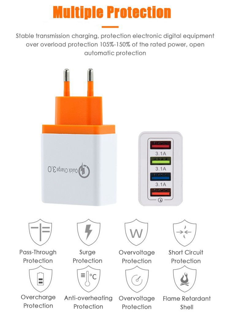 Củ Sạc 4 Cổng Usb 5v 3a Chất Lượng Cao