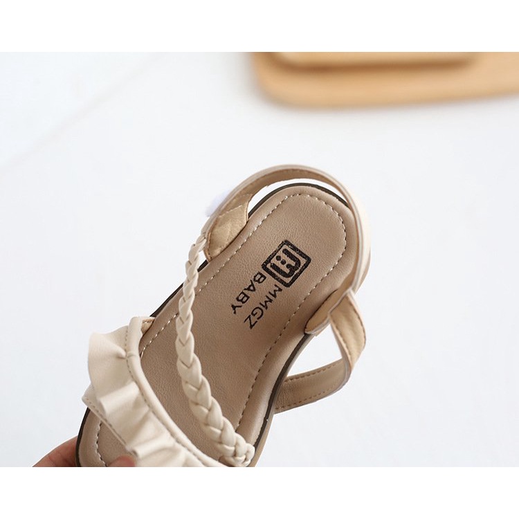 (Mới Full hộp)Dép sandal quai chéo đế mềm nhún nơ bèo cho bé gái từ 2 đến 7 tuổi chống trơn da PU cao cấp