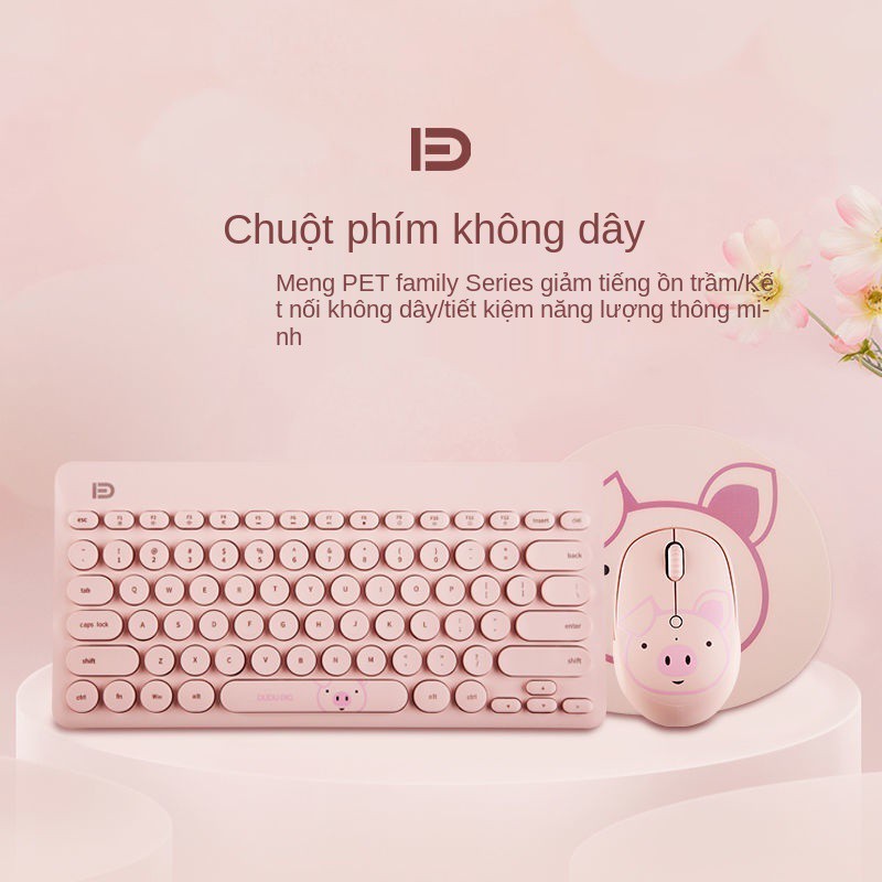 Bộ bàn phím và chuột không dây Fude cô gái hoạt hình dễ thương câm văn phòng máy tính để tại nhà | BigBuy360 - bigbuy360.vn