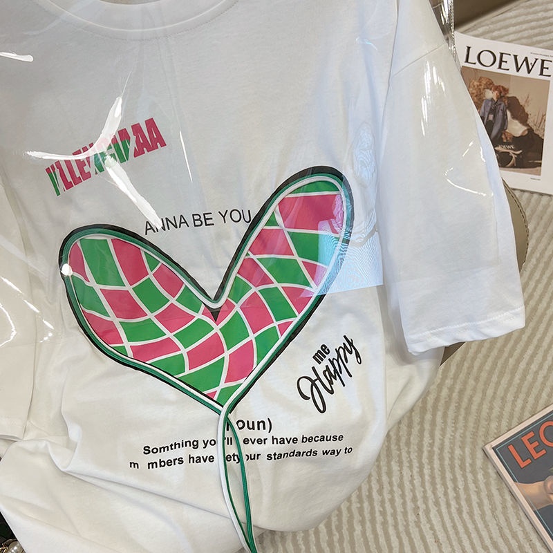 (MớI) Áo Thun NgắN Tay In HọA TiếT Đơn GiảN Cho Nữ