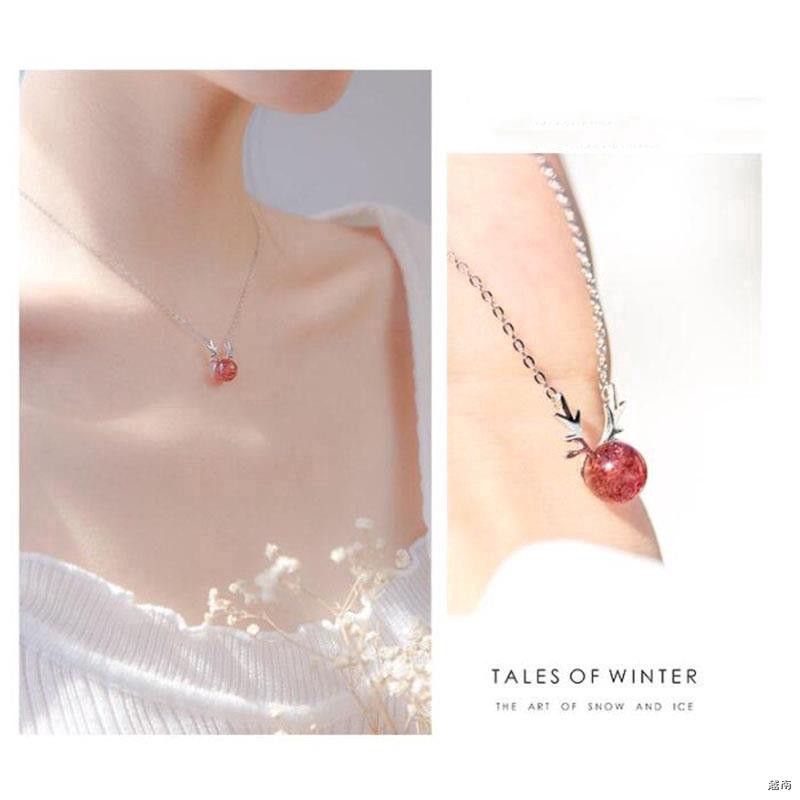 ◘♀❀ Chuỗi Hồng Ngọc Hươu Bạc Vòng Cổ Chain Ruby Deer Silver Necklace Accessories