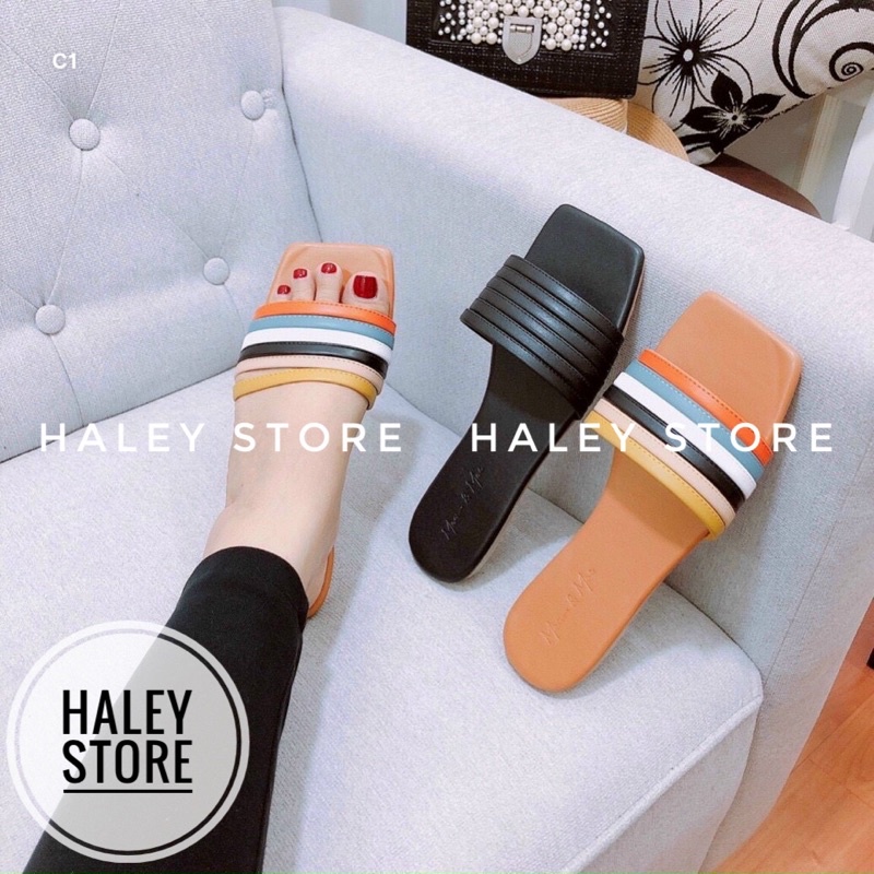 Dép lê bệt nữ HALEY STORE mũi vuông nhiều dây nhiều màu thời trang rẻ bền đẹp đi chơi đi biển đi du lịch