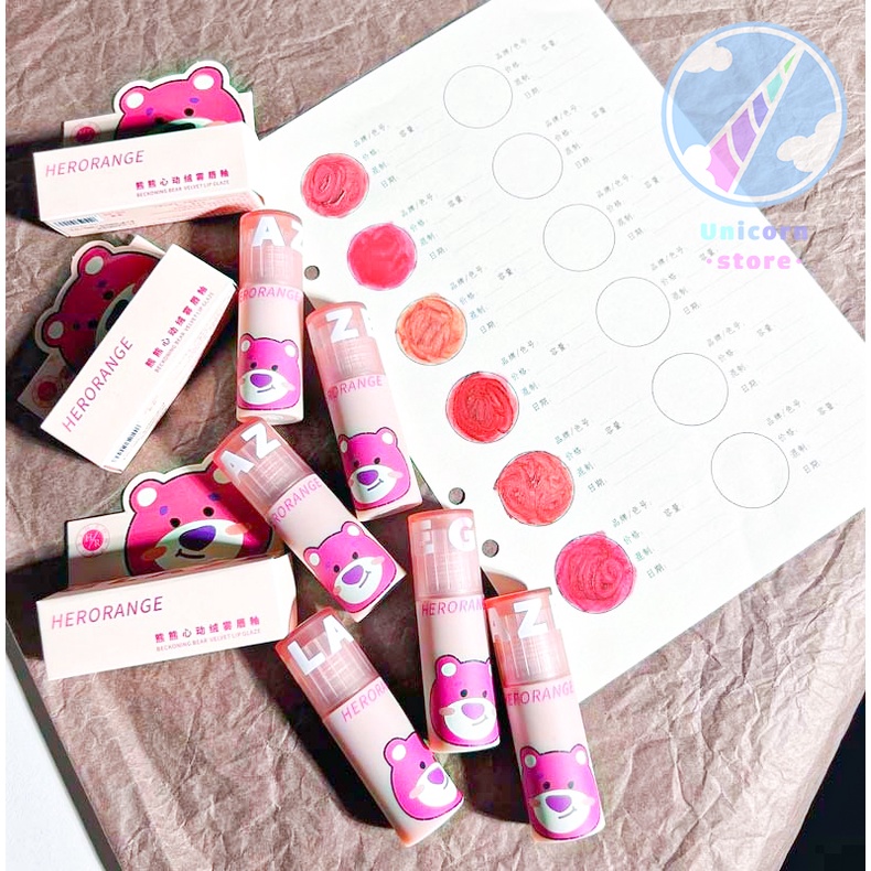 Son Kem Lì Gấu Hồng Herorange Beckoning Bear Velvet Lip Glaze HR269