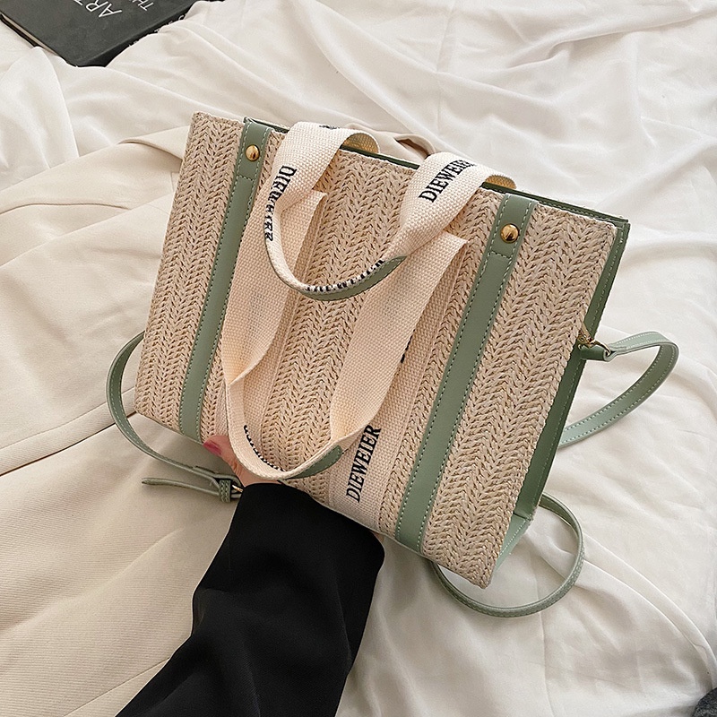 Túi Cói Đeo Vai Thời Trang Mùa Hè 2022 Sức Chứa Lớn Cho Nữ