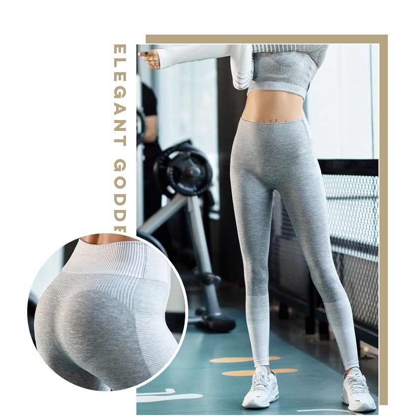 Quần legging phối sọc ngang bo gối cao cấp | BigBuy360 - bigbuy360.vn