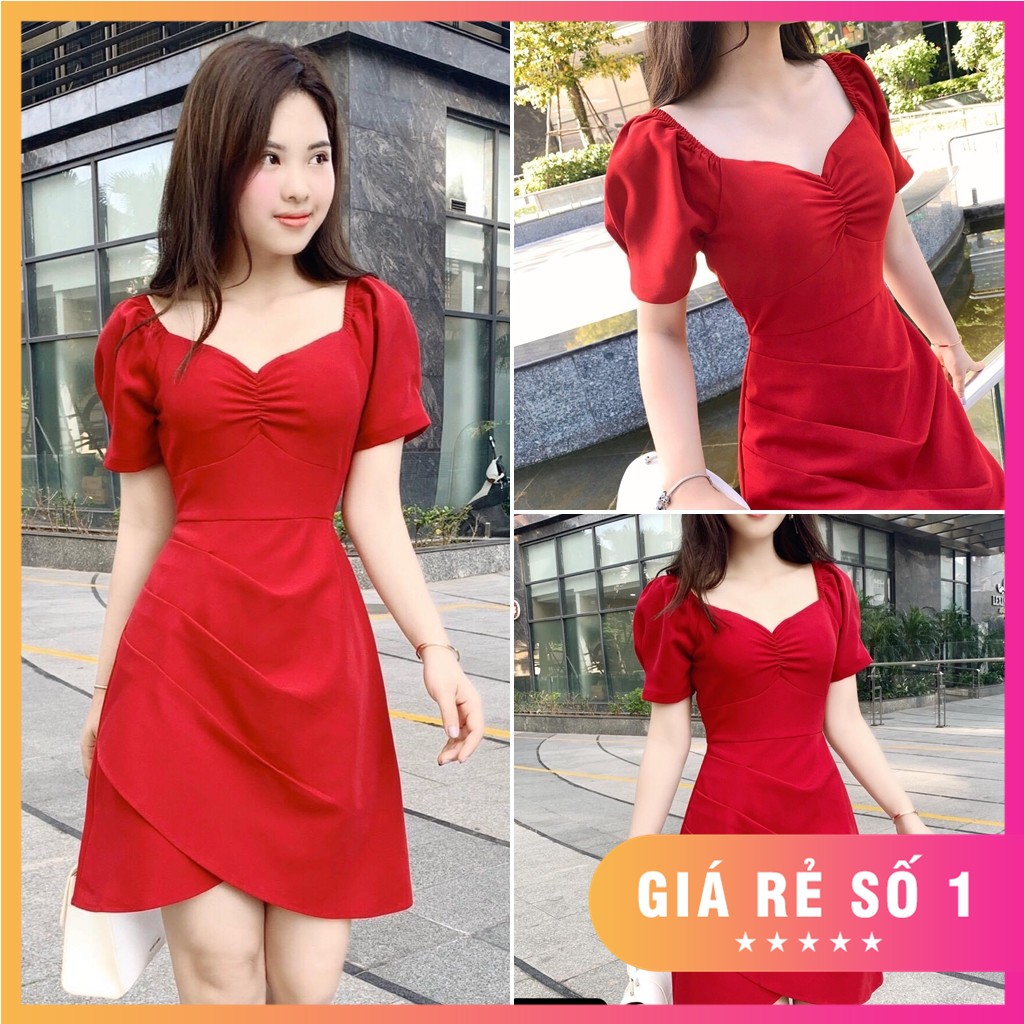 Đầm dự tiệc đỏ nổi bật diện Tết may mắn đủ size S,M,L,XL,XXL - 75892