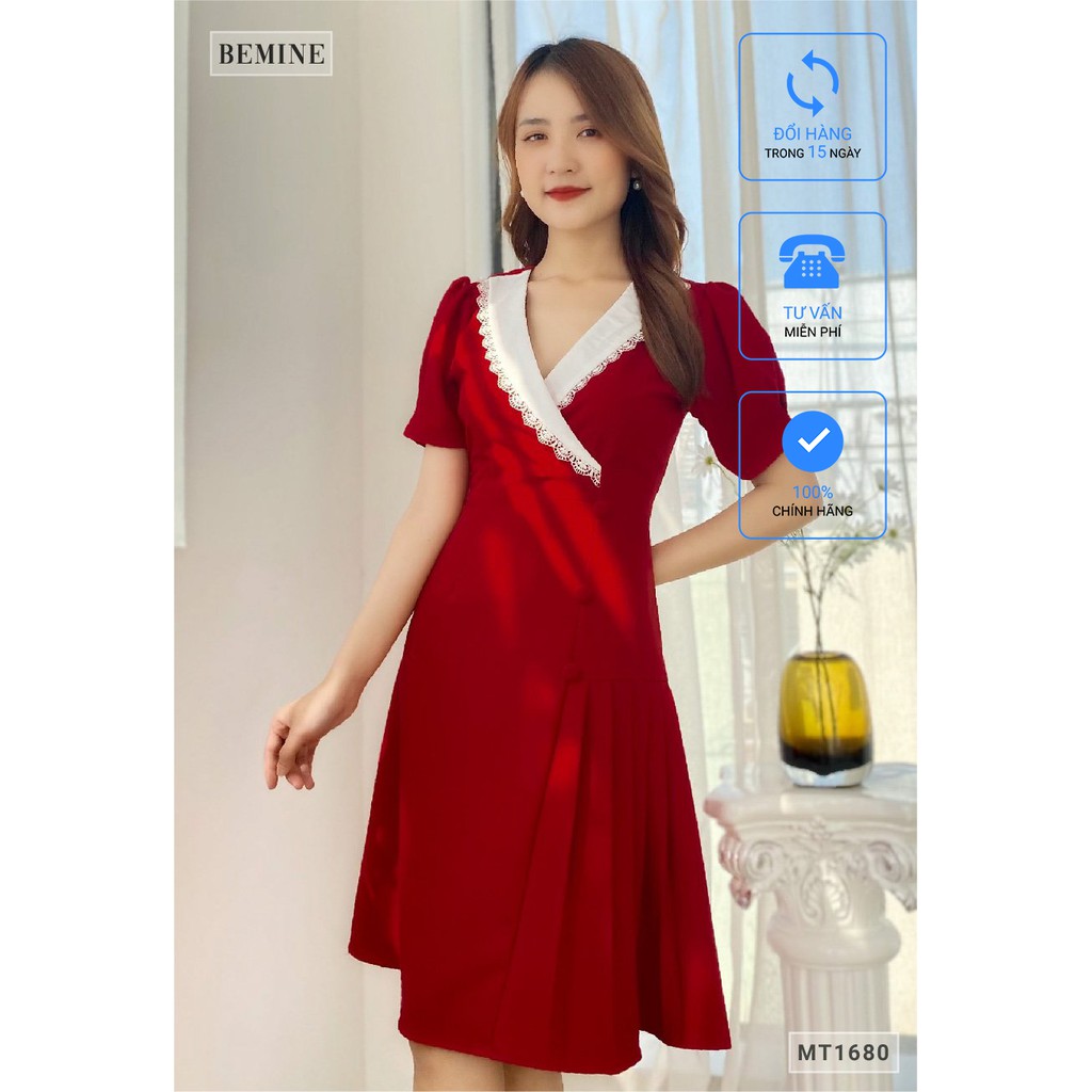 Đầm xếp ly tùng đính nút BEMINE MT1680DO | BigBuy360 - bigbuy360.vn