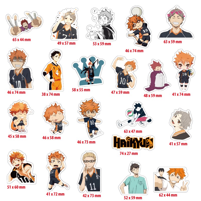 Set miếng dán hoạ tiết chủ đề hoạt hình anime Haikyuu trang trí đa dụng